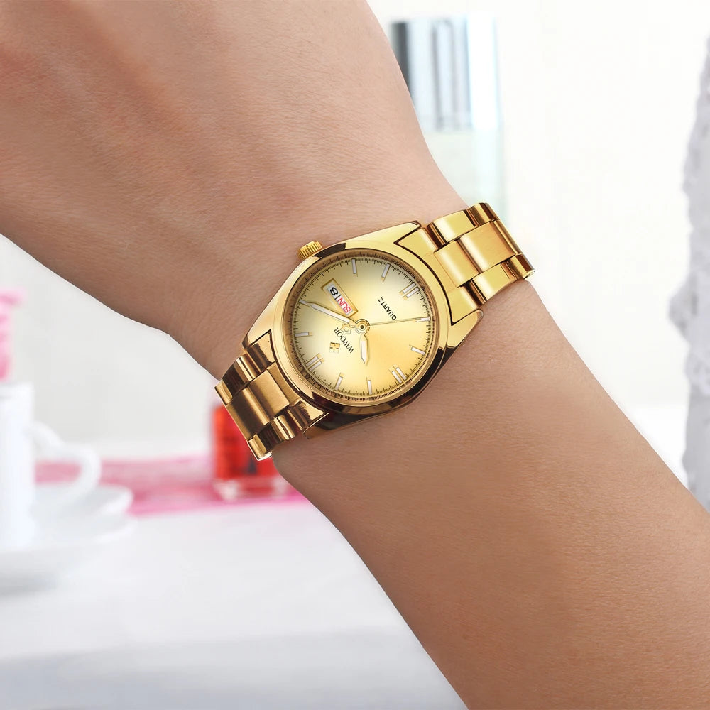 Relógio Feminino Dourado Elegance White