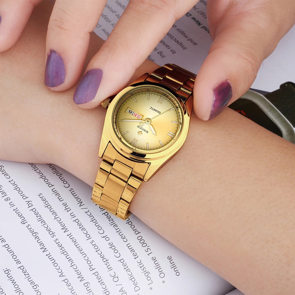 Relógio Feminino Dourado Elegance Black