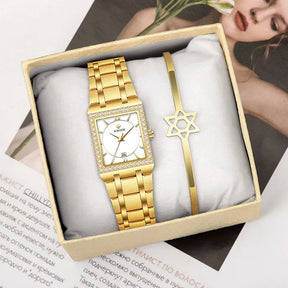Relógio Feminino Dourado Crystal White