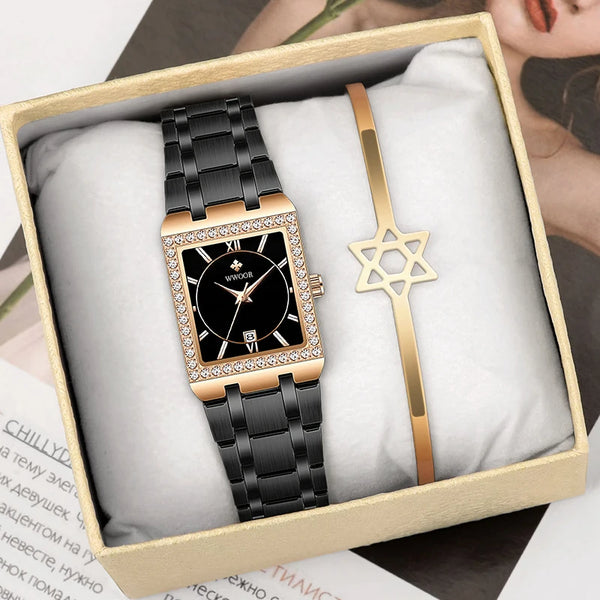 Relógio Feminino Black + Pulseira de luxo