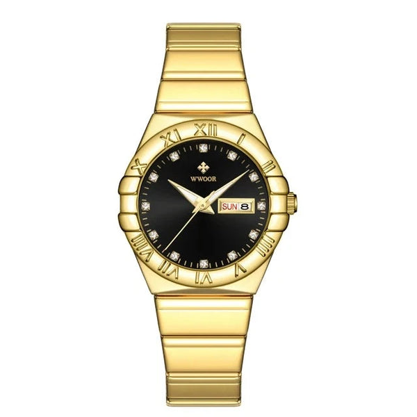 Relógio Feminino Dourado Pearl Black